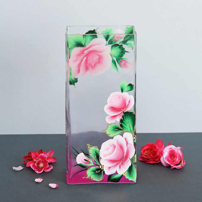 Ваза Джем "Розовый букет" розовый 8х10х22 см