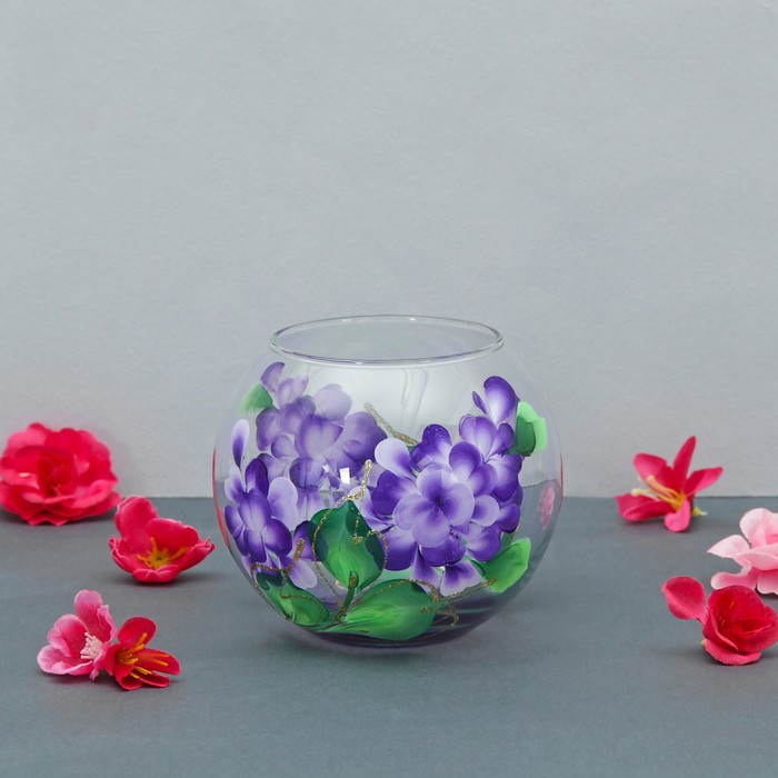 Ваза FLORA Джем "Сирень' фиолетовый d-7,5х12х10,3 см