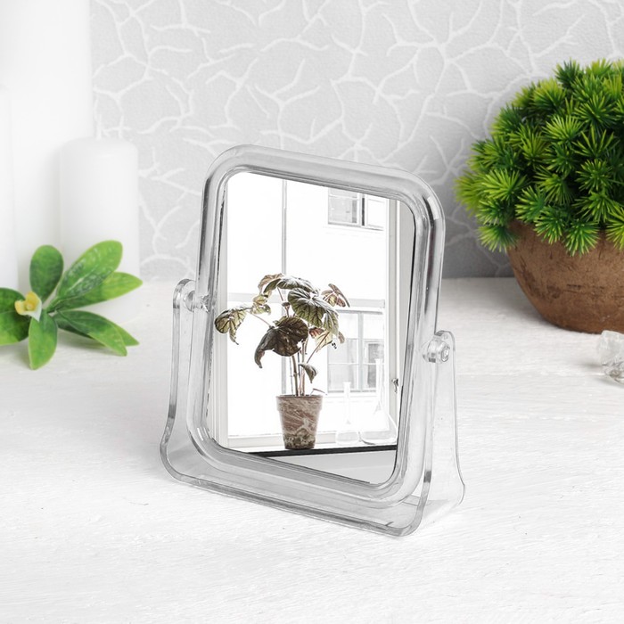 Зеркало настольное, двустороннее, с увеличением, зеркальная поверхность 9,5 × 12 см, цвет МИКС