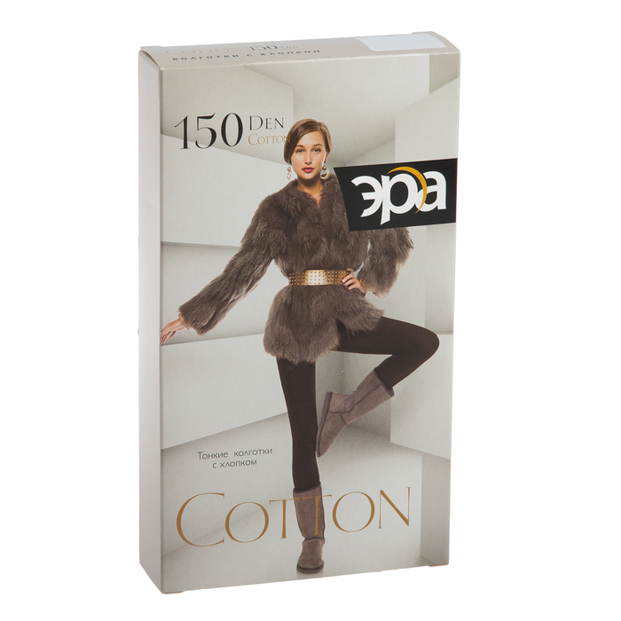Колготки теплые женские ЭРА Cotton 150 цвет чёрный, р-р 3