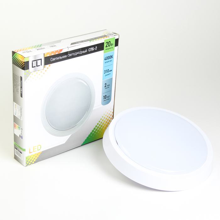 Светильник светодиодный ASD СПБ-2, 20 Вт, 230 В, 4000 К, 1400 Лм, 310 мм, IP40, белый