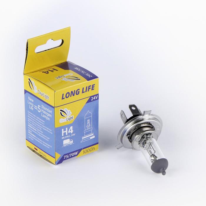 Лампа автомобильная Clearlight LongLife, H4, 24 В, 70/75 Вт лампа автомобильная clearlight longlife h1 24 в 70 вт