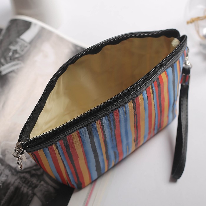 Косметичка-сумочка, отдел на молнии, с ручкой, цвет красный/синий