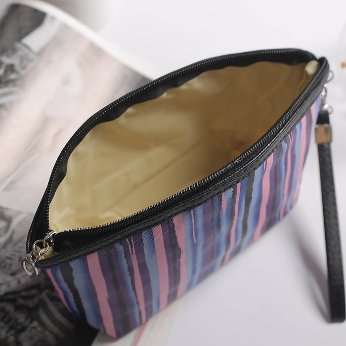 Косметичка-сумочка, отдел на молнии, с ручкой, цвет розовый/фиолетовый