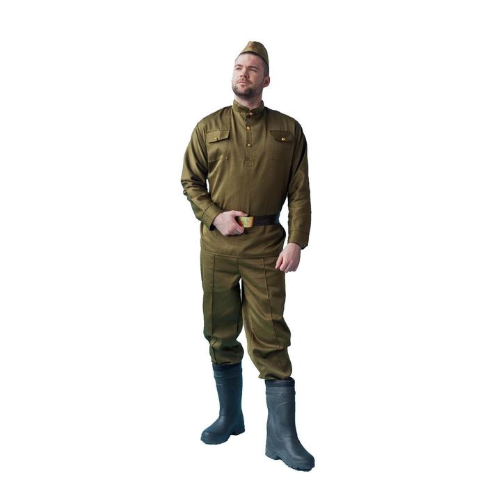 костюм военного солдат люкс пилотка гимнастёрка ремень брюки р 46 48 рост 170 180 см Костюм военного «Солдат люкс», пилотка, гимнастёрка, ремень, брюки, р. 50-52, рост 180-190 см