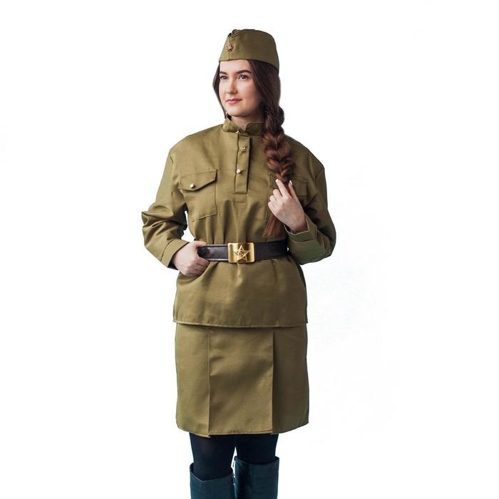 фото Костюм военного «солдаточка люкс», пилотка, гимнастёрка, юбка, ремень, р. 44-46, рост 164 см бока