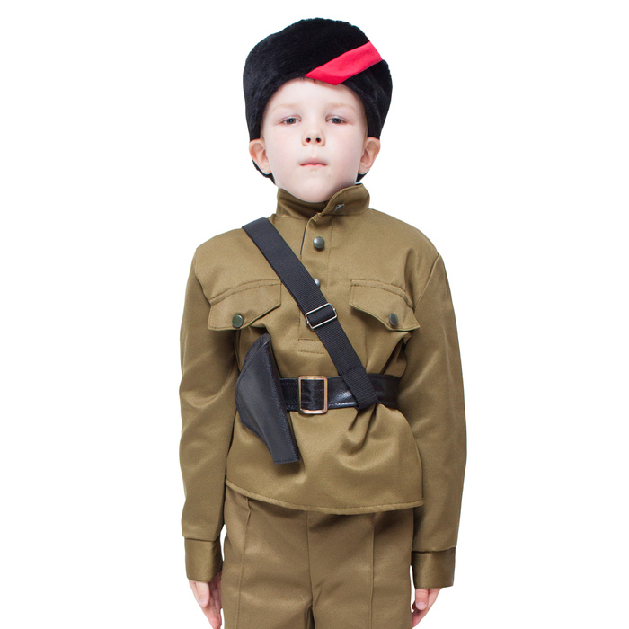 Карнавальный костюм "Партизан", кубанка, гимнастёрка, портупея, 3-5 лет, рост 104-116 см