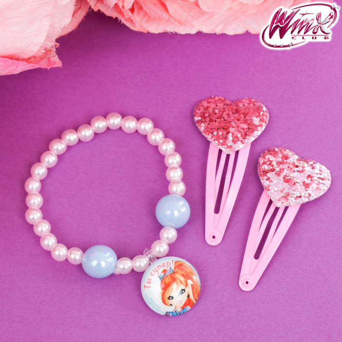 Набор браслет, заколки 2 шт. "Ты супер!", Феи Винкс: Блум