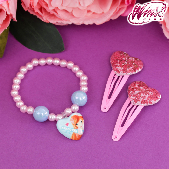 Набор браслет, заколки 2 шт. "Красотка", Феи Винкс: Блум