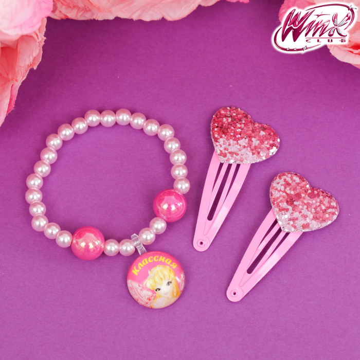 Набор браслет, заколки 2 шт. "Классная", Феи Винкс: Стелла