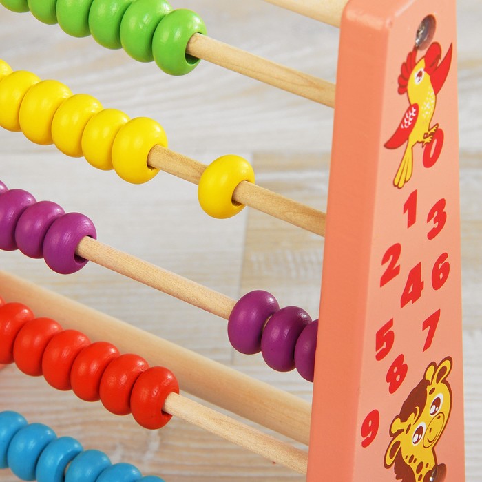 Деревянные счеты "Жирафик", цвет розовый