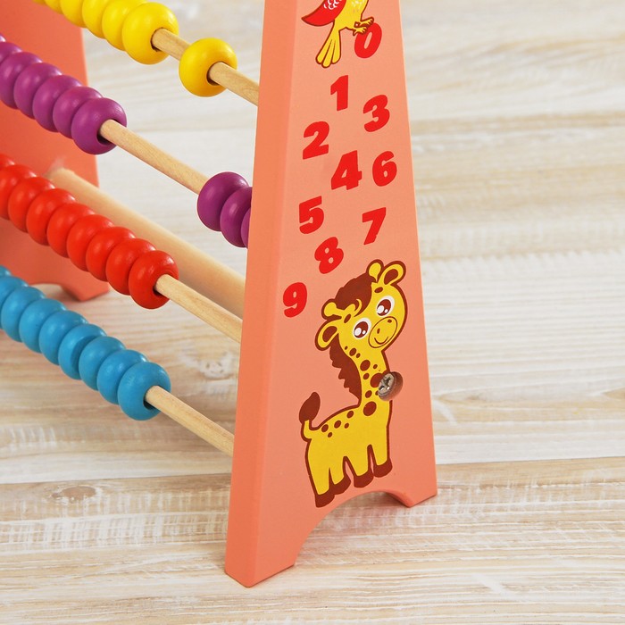 Деревянные счеты "Жирафик", цвет розовый