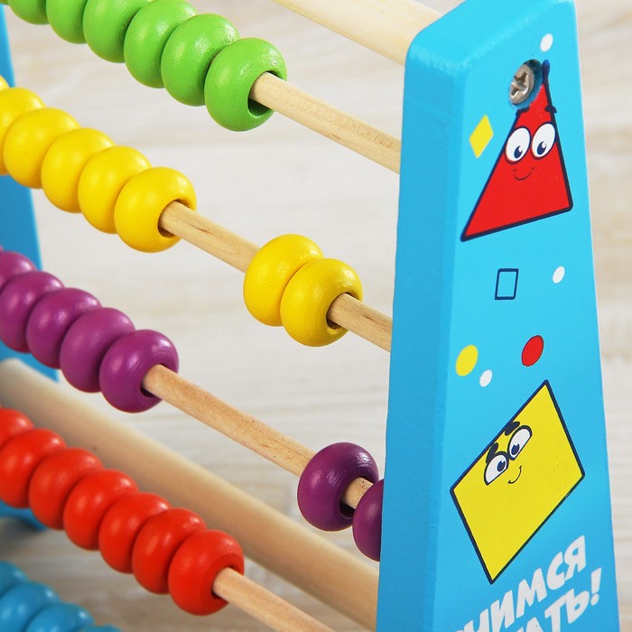 Деревянные счеты "Учимся считать!", цвет голубой