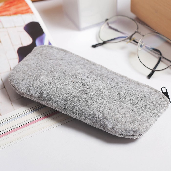 Футляр для очков Леон, 16,5*1*9см, отдел на молнии, серый