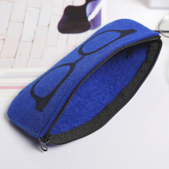 Футляр для очков Леон, 16,5*1*9см, отдел на молнии, синий