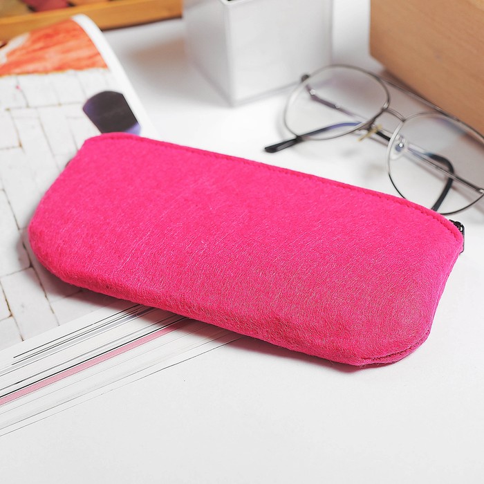 Футляр для очков на молнии, 1 отдел, цвет малиновый