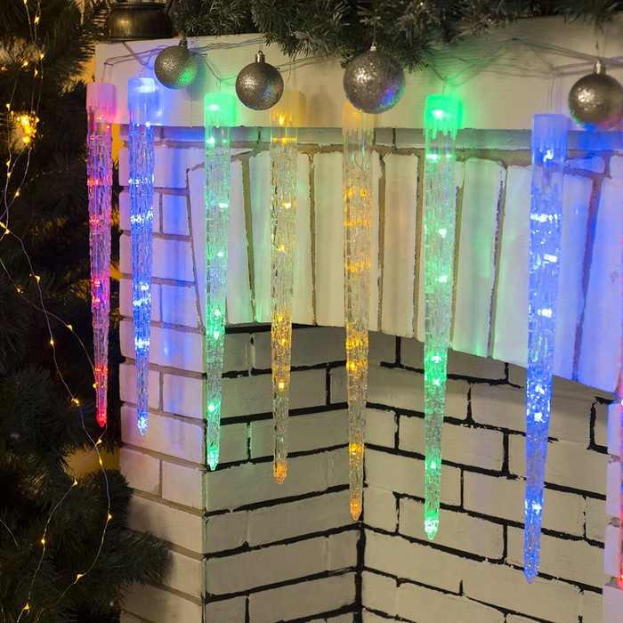 Гирлянда 2,4 м с насад. "Сосульки рифленые 50 см", LED-64-220V, контр.8 р, МУЛЬТИ
