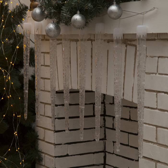 Гирлянда 2,4 м с насад. "Сосульки рифленые 50 см", LED-64-220V, контр.8 р, БЕЛЫЙ