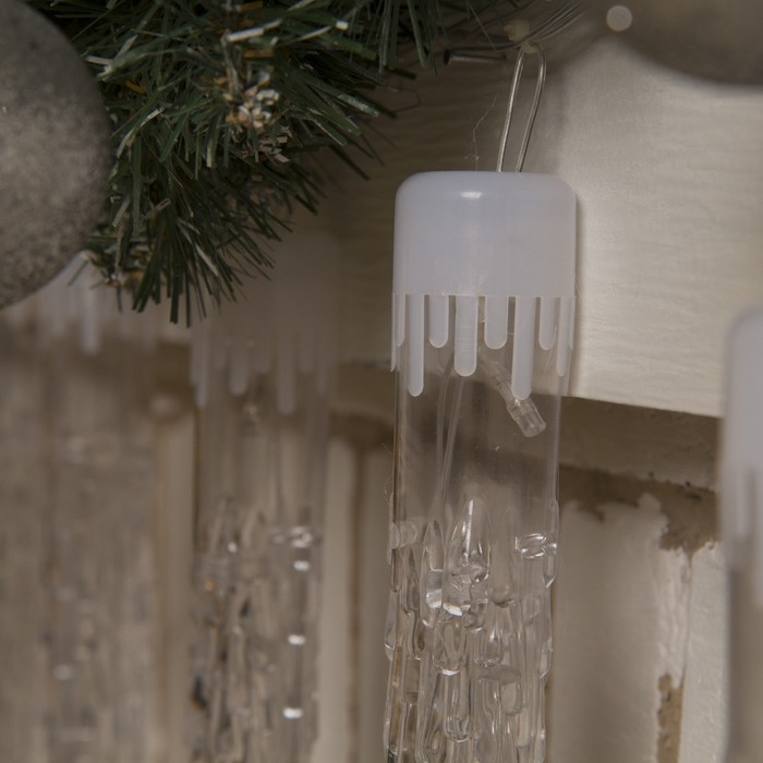 Гирлянда 2,4 м с насад. "Сосульки рифленые 50 см", LED-64-220V, контр.8 р, БЕЛЫЙ