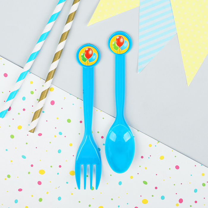 Набор пластиковый "Шарики", ложка + вилка