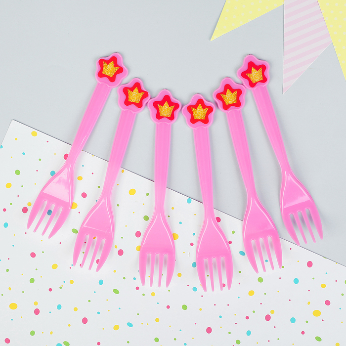 Вилка пластиковая "Принцесса" (набор 6 шт)