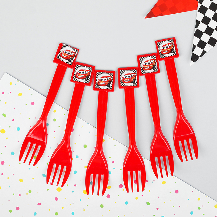 Вилка пластиковая "Тачка", набор 6 шт.