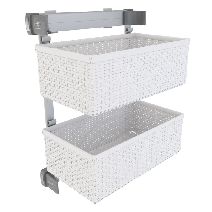 Корзина KOMANDOR Premium RATTAN, боковая, 2 яруса, 305х465х610 мм, белый