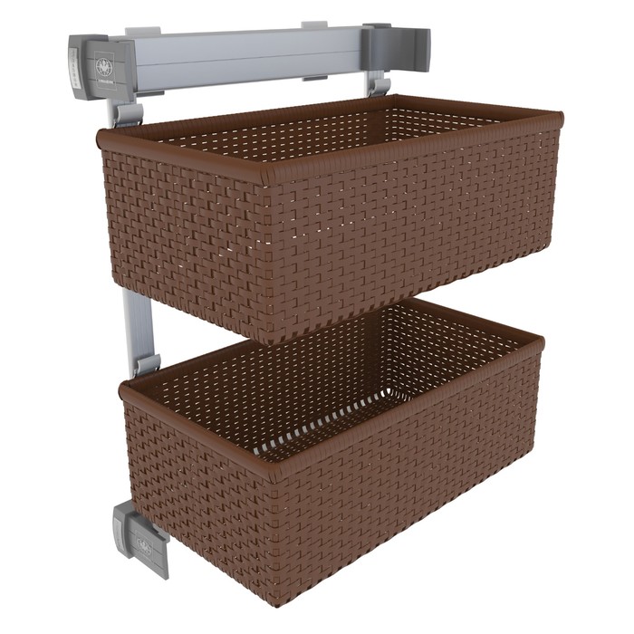 Корзина KOMANDOR Premium RATTAN, боковая, 2 яруса, 305х465х610 мм, коричневый