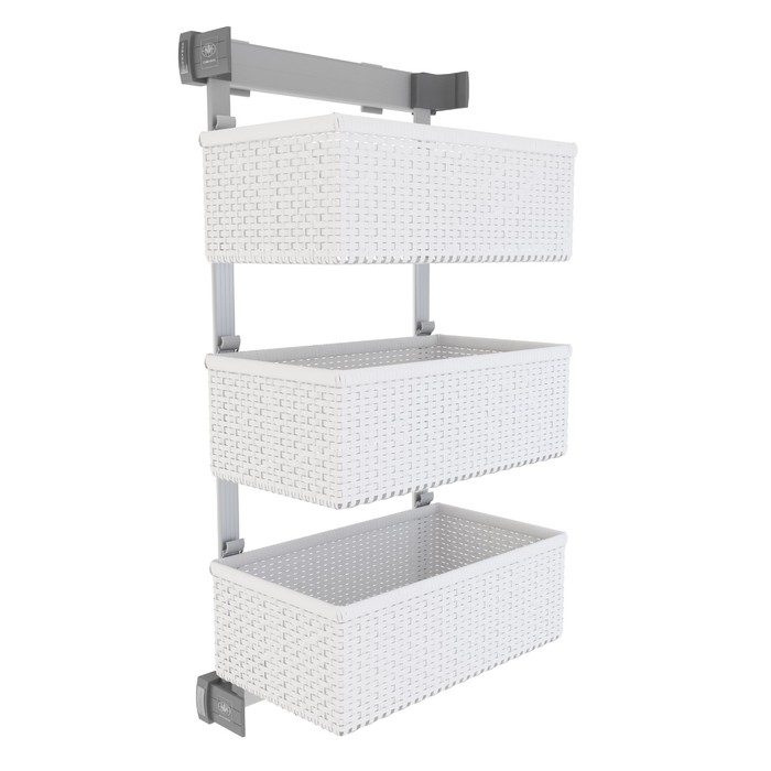 Корзина KOMANDOR Premium RATTAN, боковая, 3 яруса, 305х465х930 мм, белый