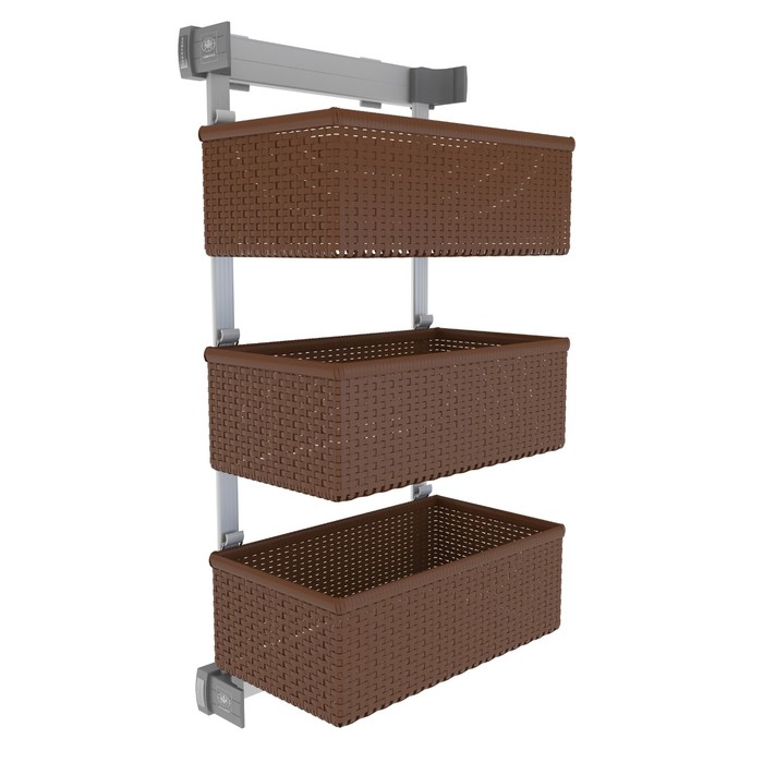 Корзина KOMANDOR Premium RATTAN, боковая, 3 яруса, 305х465х930 мм, коричневый