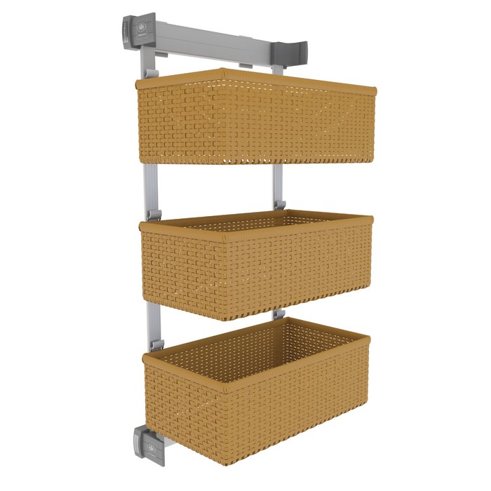 Корзина KOMANDOR Premium RATTAN, боковая, 3 яруса, 305х465х930 мм, натуральный