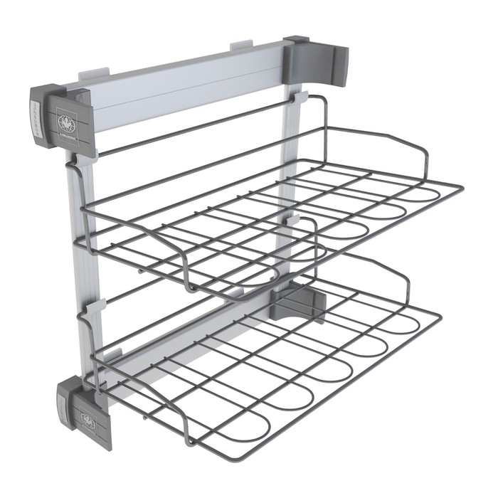 Полка для обуви KOMANDOR Premium STIL, боковая, 2 яруса, 305х465х446 мм, цвет хром