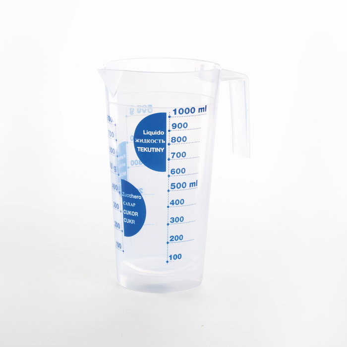 Кувшин мерный 1 л, диаметр 11 см, высота 21 см, цвет МИКС