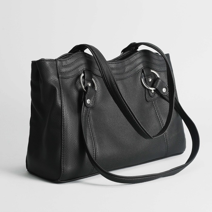 Сумка женская, отдел с перегородкой на молнии, наружный карман, цвет чёрный