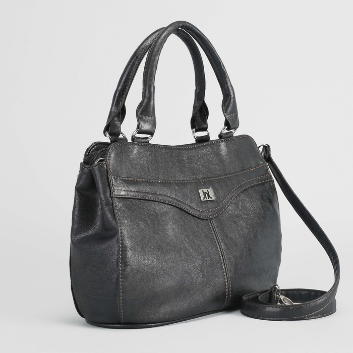 Сумка женская, 2 отдела на молниях, наружный карман, цвет чёрный