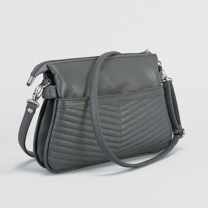 Сумка женская, отдел с перегородкой на молнии, наружный карман, регулируемый ремень, цвет серый