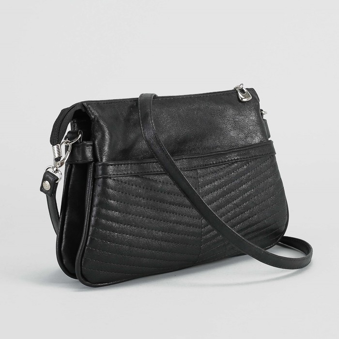 Сумка женская, отдел с перегородкой на молнии, наружный карман, регулируемый ремень, цвет чёрный