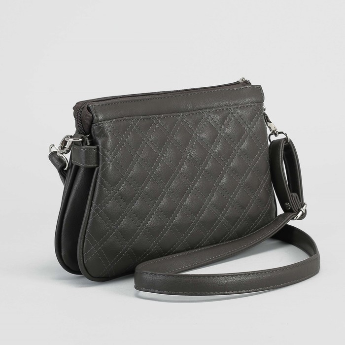 Сумка женская, отдел с перегородкой на молнии, наружный карман, регулируемый ремень, цвет серый