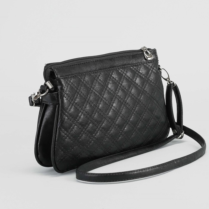 Сумка женская, отдел с перегородкой на молнии, наружный карман, регулируемый ремень, цвет чёрный