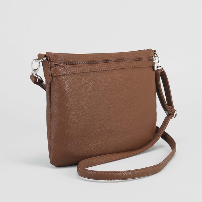 Сумка женская, отдел с перегородкой на молнии, наружный карман, регулируемый ремень, цвет коричневый