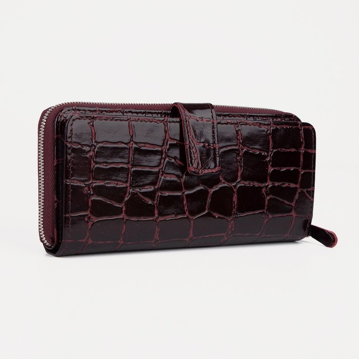 Кошелёк-визитница, 3 отдела, для кредиток, для монет, скат, цвет бордовый