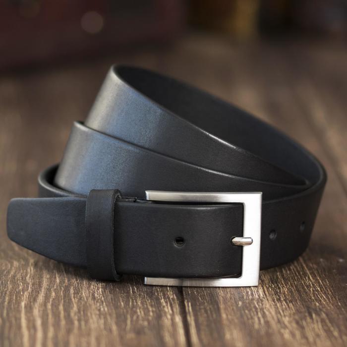 Ремень мужской, гладкий, пряжка под металл, цвет чёрный
