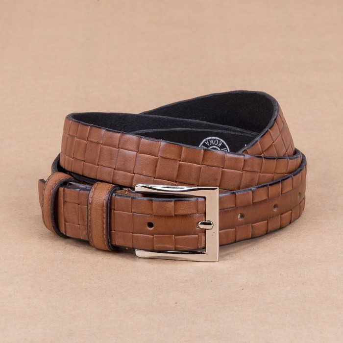 Ремень мужской, пряжка металл, цвет рыжий