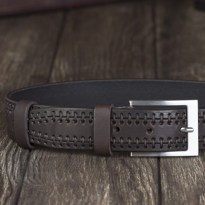 Ремень мужской, пряжка металл, ширина - 3,5 см, цвет коричневый