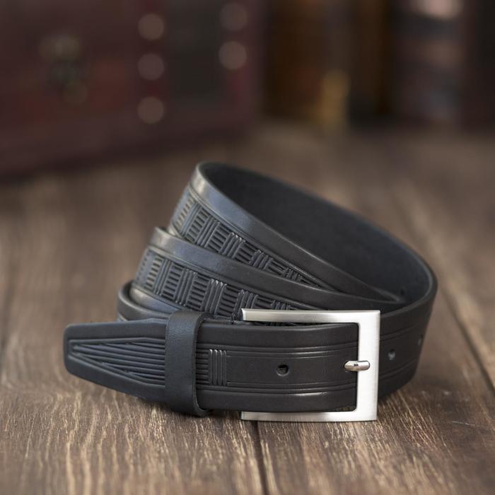 Ремень муж 06-05-02-01, 3,5*110*0,3, винт, двойной шов, пряжка металл, черный