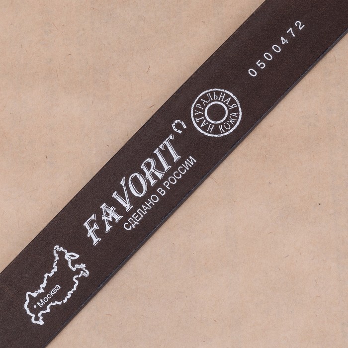 Ремень мужской, орнамент, пряжка металл, ширина - 3,5 см, цвет коричневый