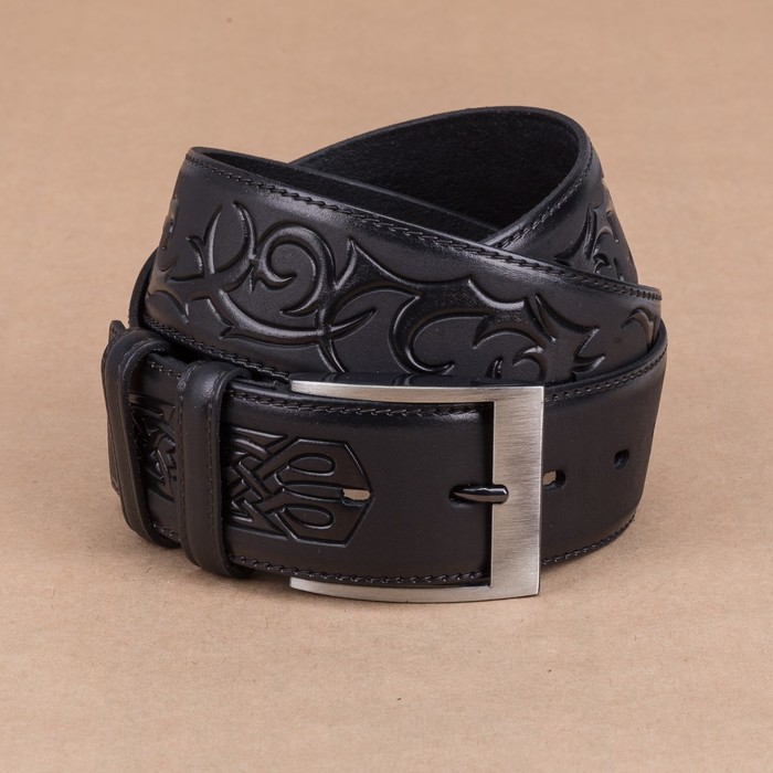 Ремень мужской, пряжка металл, ширина - 4,4 см, цвет чёрный