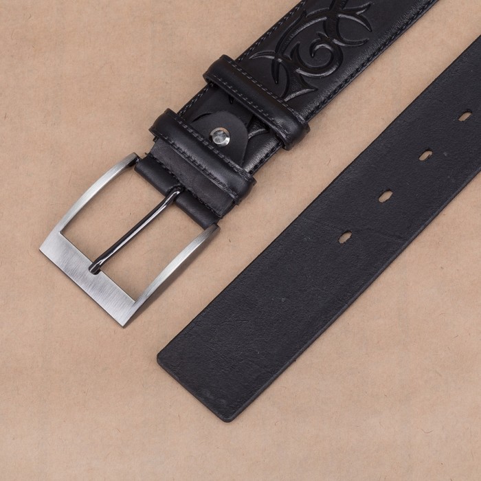 Ремень мужской, пряжка металл, ширина - 4,4 см, цвет чёрный