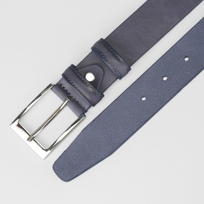 Ремень мужской, гладкий, пряжка металл, ширина - 3,5 см, цвет серый