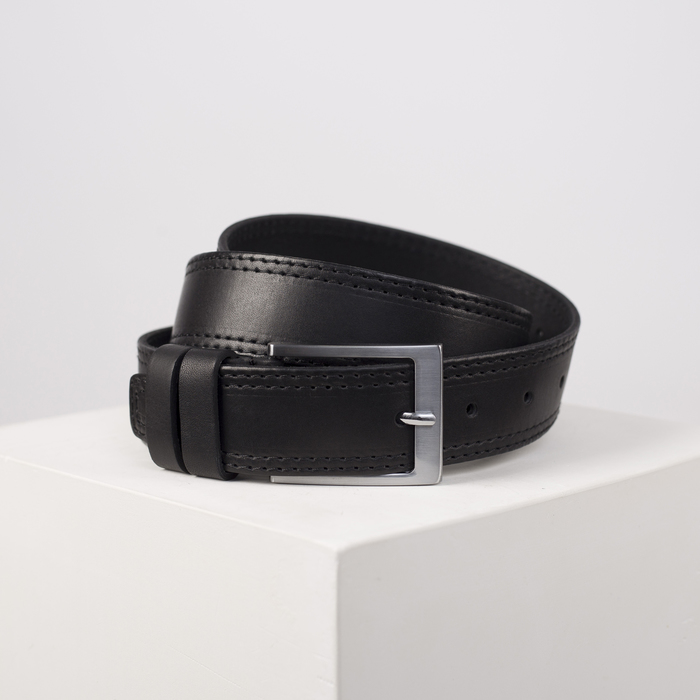 Ремень мужской, пряжка металл, ширина - 3,5 см, цвет чёрный